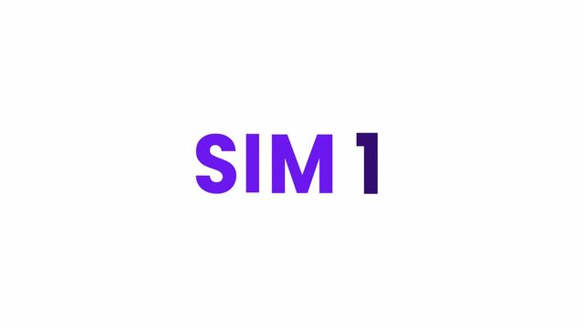SIM 1 Text Animation. Alpha matte with transparent background 4K resolution.
