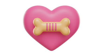 Isolated Pink Heart with Dog Bone Symbolizing Pet Love and Affection