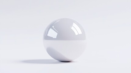 Glossy white sphere on plain background