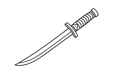 Line Art Drawing of a Japanese Wakizashi Sword vector art