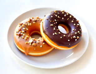 Chocolate donut in a plate
