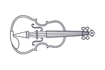 Obraz premium Violin Outline Drawing Musical Instrument, Strings, FHoles, Tuning Pegs