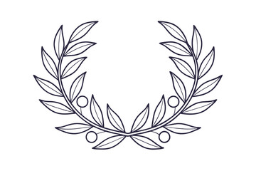 Elegant Olive Branch Wreath Design Floral, Botanical, Circular, Nature, Line Art