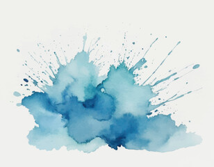 Hand Painting  Blue Watercolor Splash Background