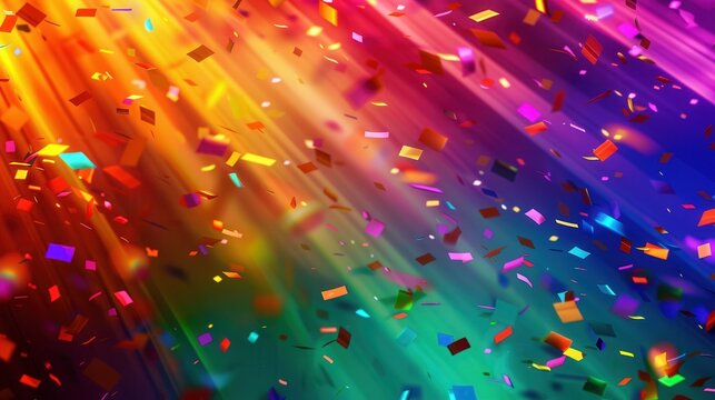 Vibrant Pride Celebration with Colorful Confetti and Dynamic Lighting for Festive Designs