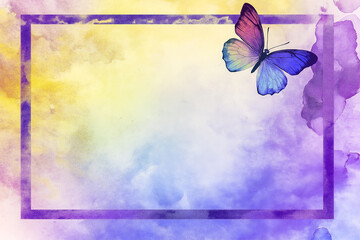 Watercolor butterfly in flight on a gradient background