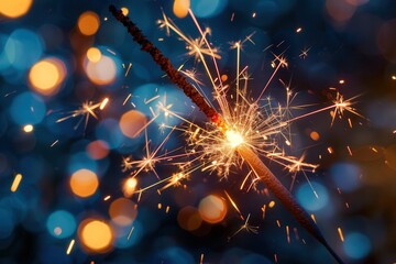 Obraz premium Vibrant 4th of July Sparklers Illuminating Bokeh Lights for Festive Celebration Backgrounds