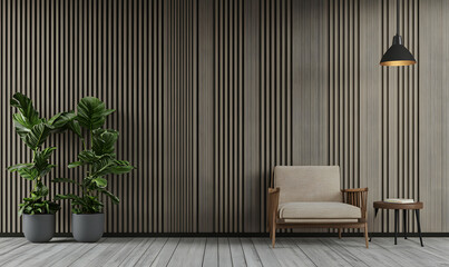 Modern Interior Design of a Bright and Stylish Living Room with Plaster Walls 3D Render