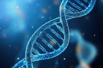 Close-Up Render of a Double Helix on a Blue Background