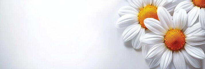 Fototapeta premium Beautiful White Daisies on a Bright Background With Copy Space, Ideal For Spring, Summer Projects