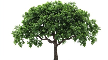 A detailed tree clipart with lush green leaves and a sturdy trunk, isolated on a white background.