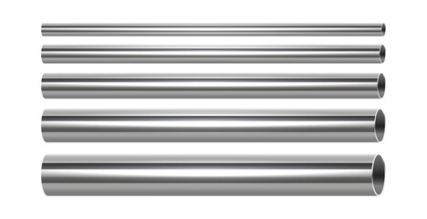 industrial silver steel pipeline background with 3d effect