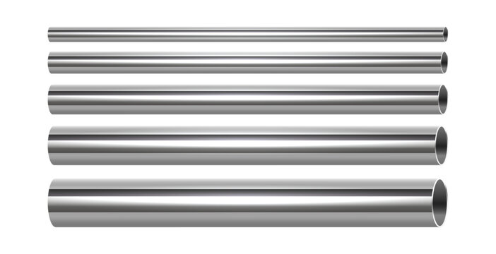 industrial silver steel pipeline background with 3d effect
