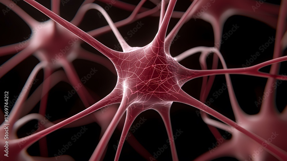Aufkleber the image shows a detailed close-up of a neuron, highlighting its intricate network of dendrites and