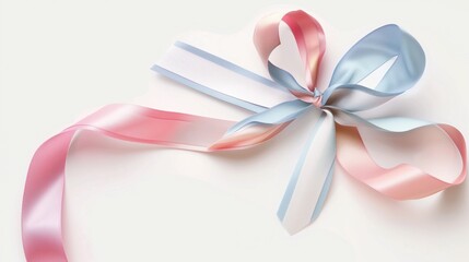 A festive Easter ribbon with a delicate bow, floating on a white background.