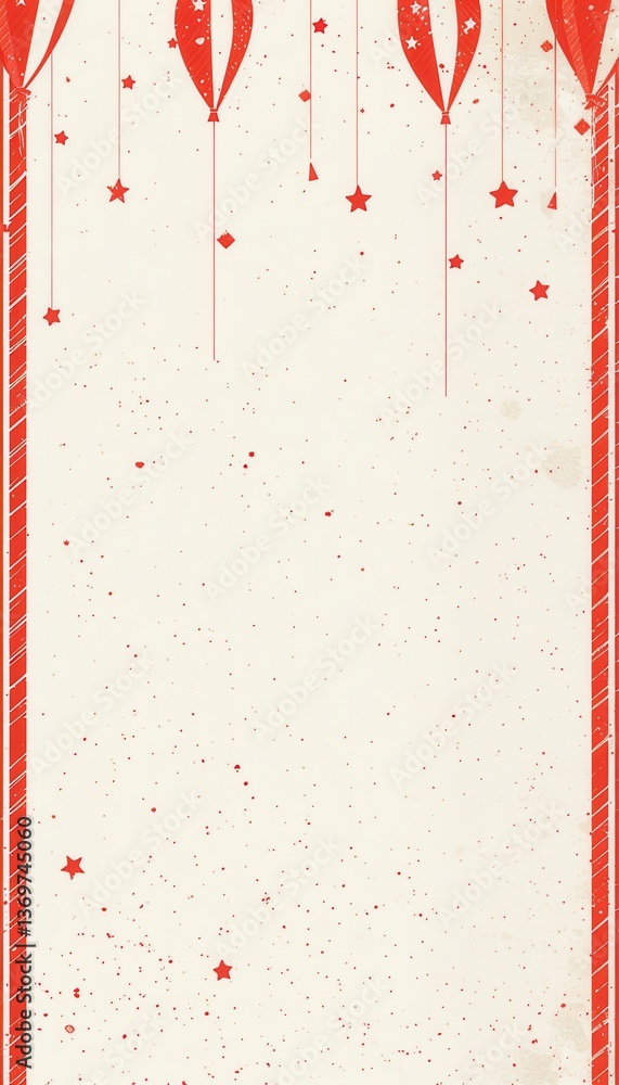 Poster minimalist circus frame with red accents for design and print projects