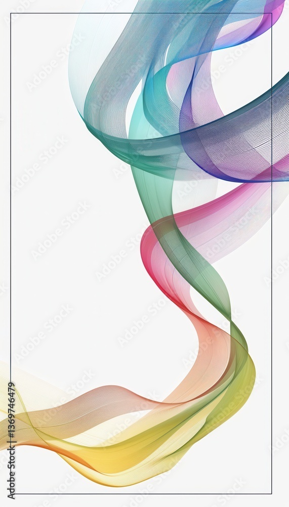 Aufkleber minimalist rainbow frame design with multicolored lines on clean white background