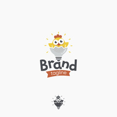Chicken lamp learning knowledge school kids science vector logo
