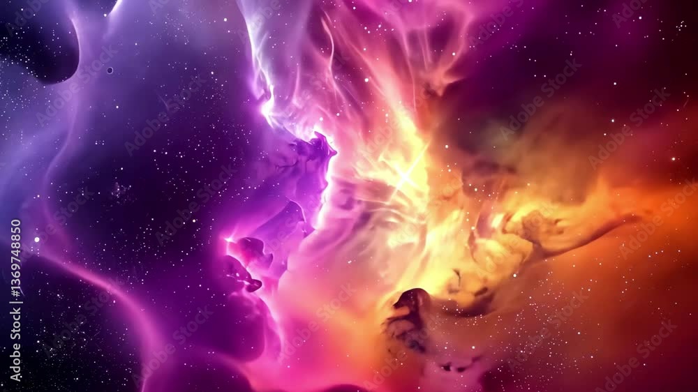 Aufkleber a colorful nebula showcases swirling gases illuminated by stars, creating a mesmerizing display of c