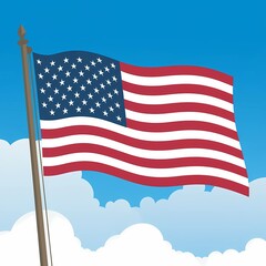 american flag waving in wind