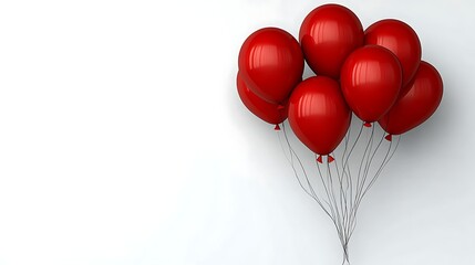Red Balloons Tied Together Floating Against A White Background