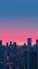 Fototapeta premium Twilight Cityscape View with Gradient Sky and Urban Landscape