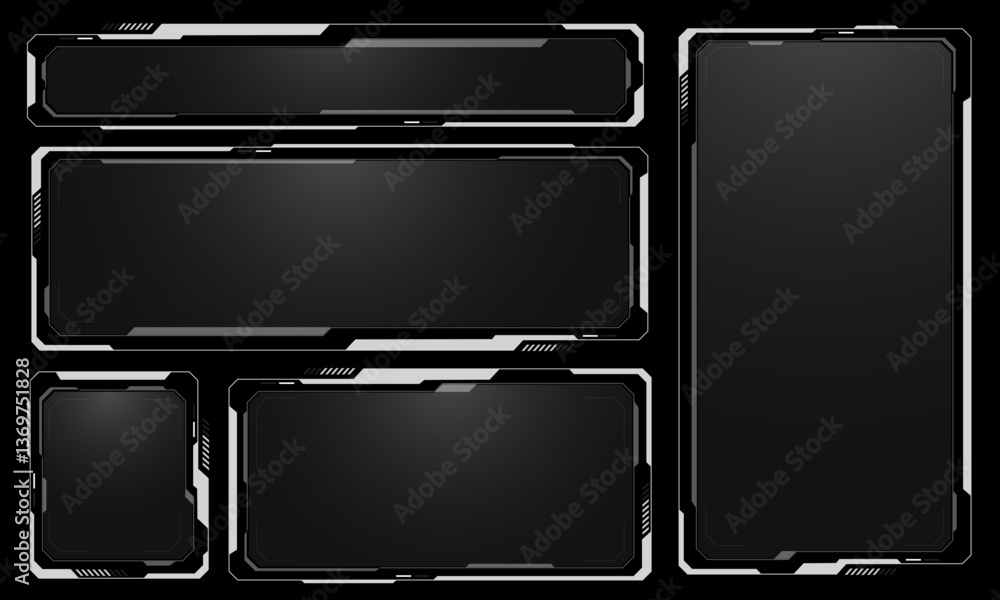 Poster hud frames white grey user interface elements design modern technology futuristic control panel scre