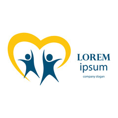 Abstract Heart and People Icon