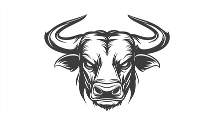 Bull head, angry expression, white background, logo design