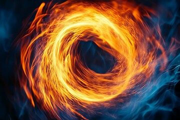 An abstract depiction of fire swirling around a dark center