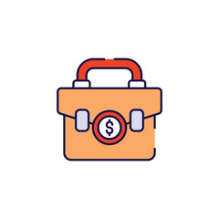 Money Suitcase icon design with white background stock illustration
