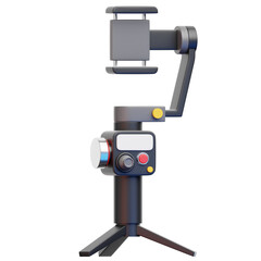 3D Gimbal Stabilizer: A detailed render of a modern mobile phone stabilizer. This image highlights the device's sleek design and functionality