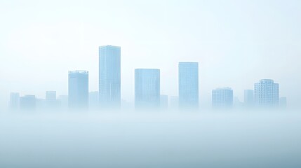 Obraz premium Fog shrouded city skyline with crisp architectural contrast