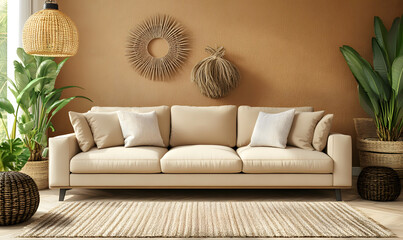 Modern Interior Scandinavian Apartment with Wooden Elements and Cozy Atmosphere 3D Illustration