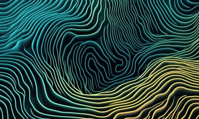 Obraz premium Abstract 3D topographic lines, dark background, design element