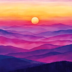 Fototapeta premium Colorful mountain sunset view