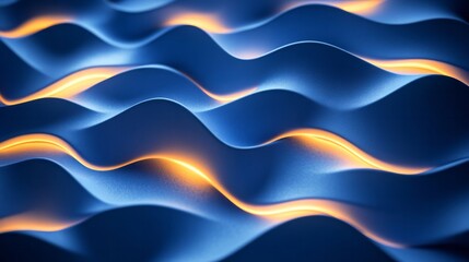 Blue waves with golden light running through them