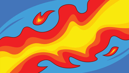Dynamic Fire and Water Abstract Illustration