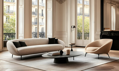 Modern Interior Scandinavian Apartment with Wooden Elements and Cozy Atmosphere 3D Illustration