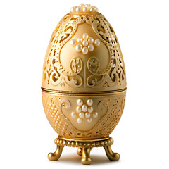 Celestial Golden Egg with Cosmic Filigree, Enameled Stars – Astral Treasure Art Piece