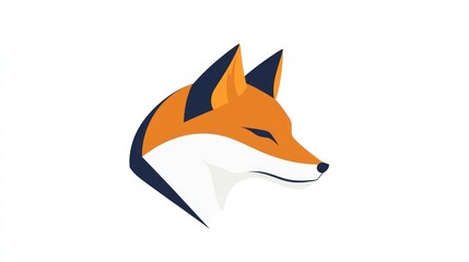 Obraz premium Red fox profile, wildlife illustration, white background, nature logo