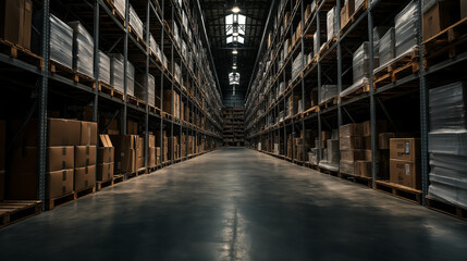 Fototapeta premium Analyzing global economy impact trade wars and tariffs on business insights in a warehouse environment