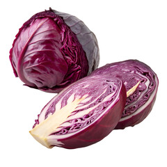 Red cabbages isolated on transparent background