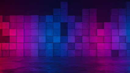 An eye-catching, colorful neon background showcasing a triangular passageway glowing with ultraviolet light