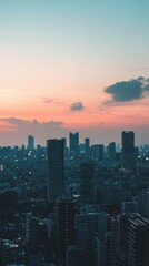 Fototapeta premium Serene Minimalist City View with Soft Pastel Skies at Dusk