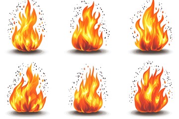 Fire Flames Illustration Set
