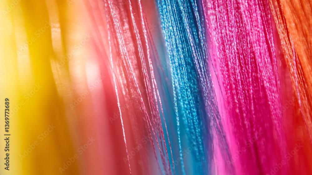 Aufkleber colorful threads hanging and creating a vibrant pattern
