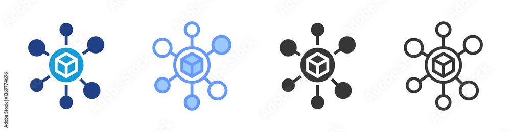 Poster Distribution Channel icon set multiple style collection