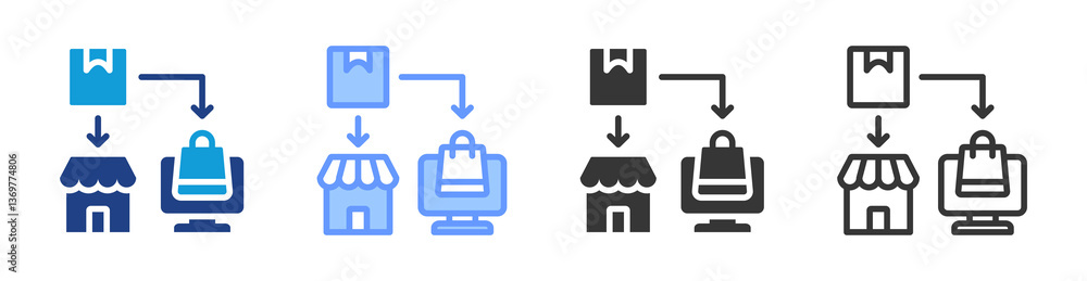 Poster Multi Channel Distribution icon set multiple style collection