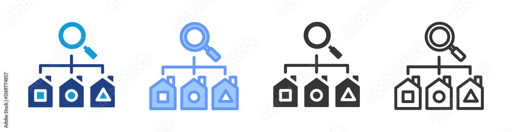Poster distributor selection icon set multiple style collection